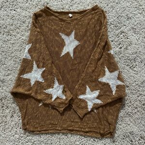 Brown Sweater with White Stars size small